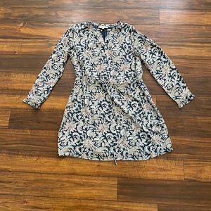 L Loft Long Sleeve Tie Waist Above the Knee Dress